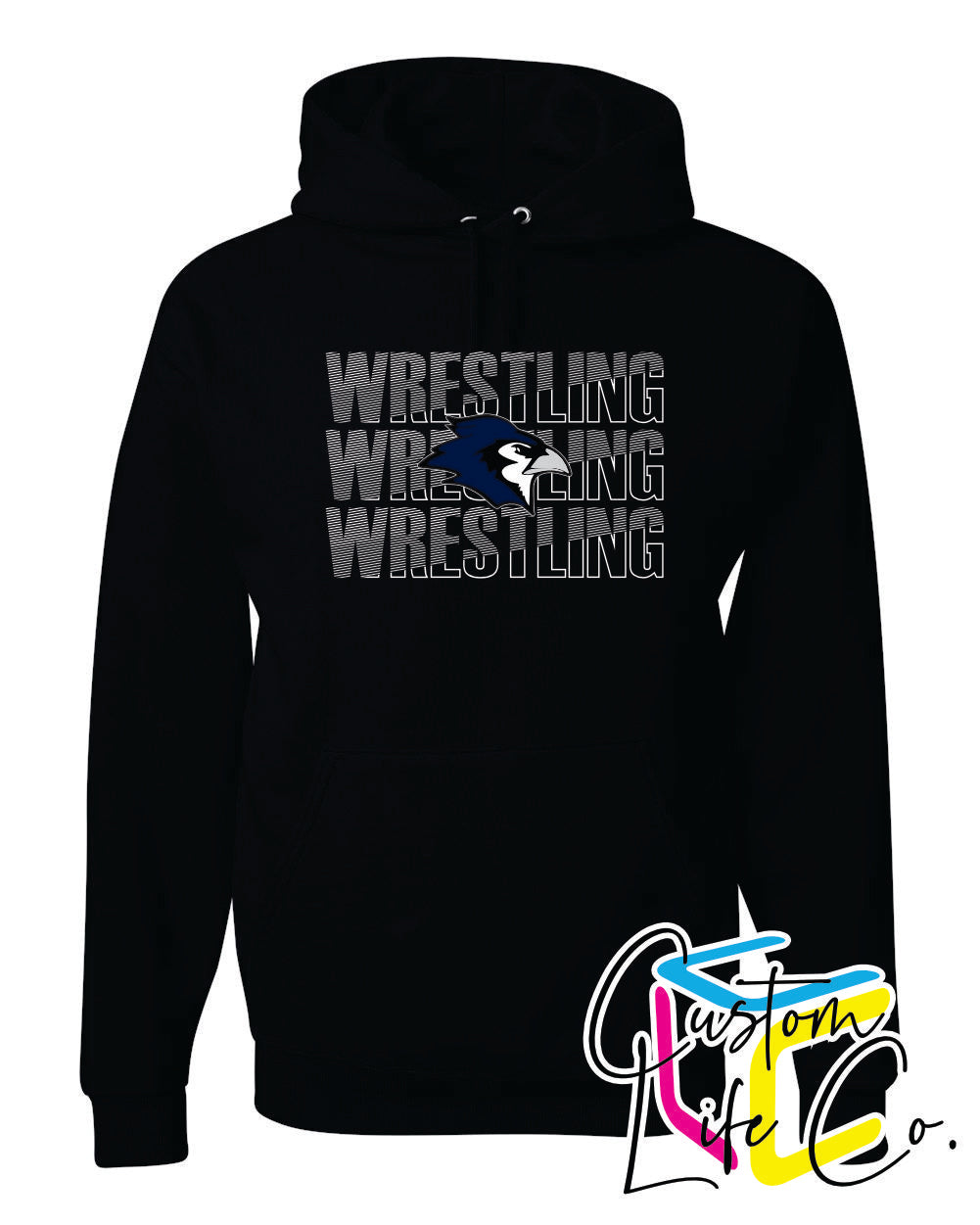 Bluejays Wrestling Repeating Adult Hoodie