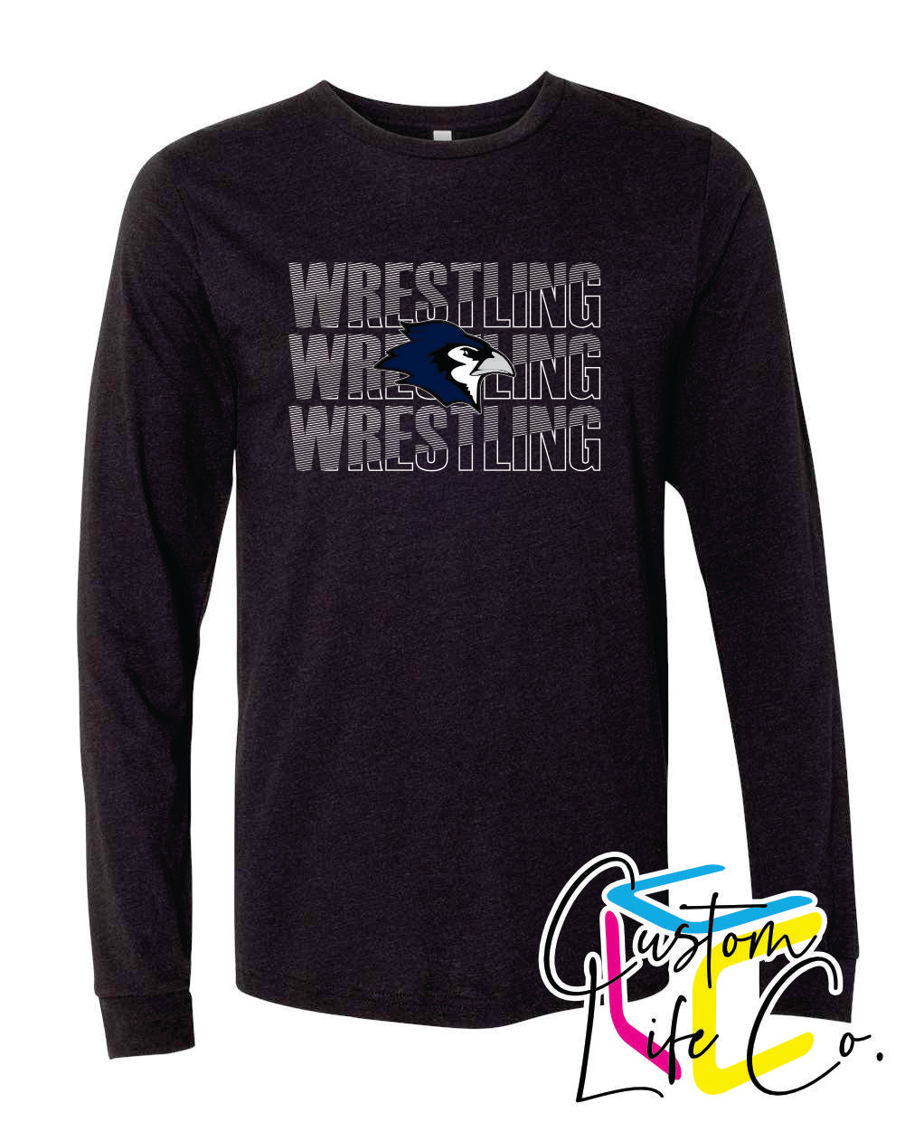 Bluejays Wrestling Repeating Adult Long Sleeve