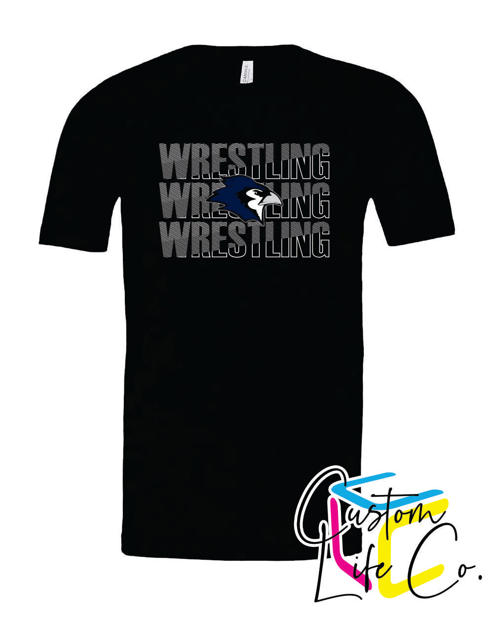 Bluejays Wrestling Repeating Adult T-Shirt