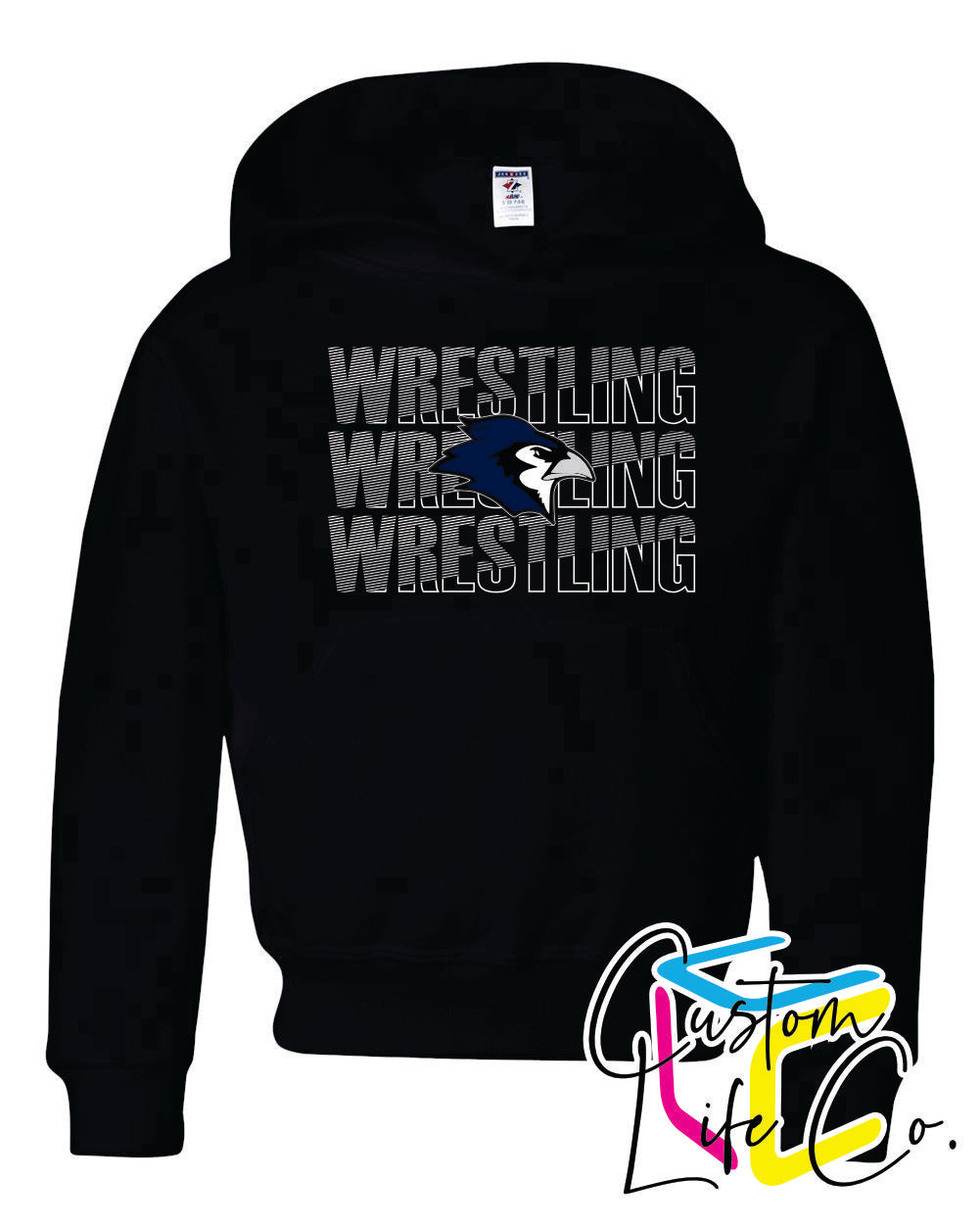 Bluejays Wrestling Repeating Youth Hoodie