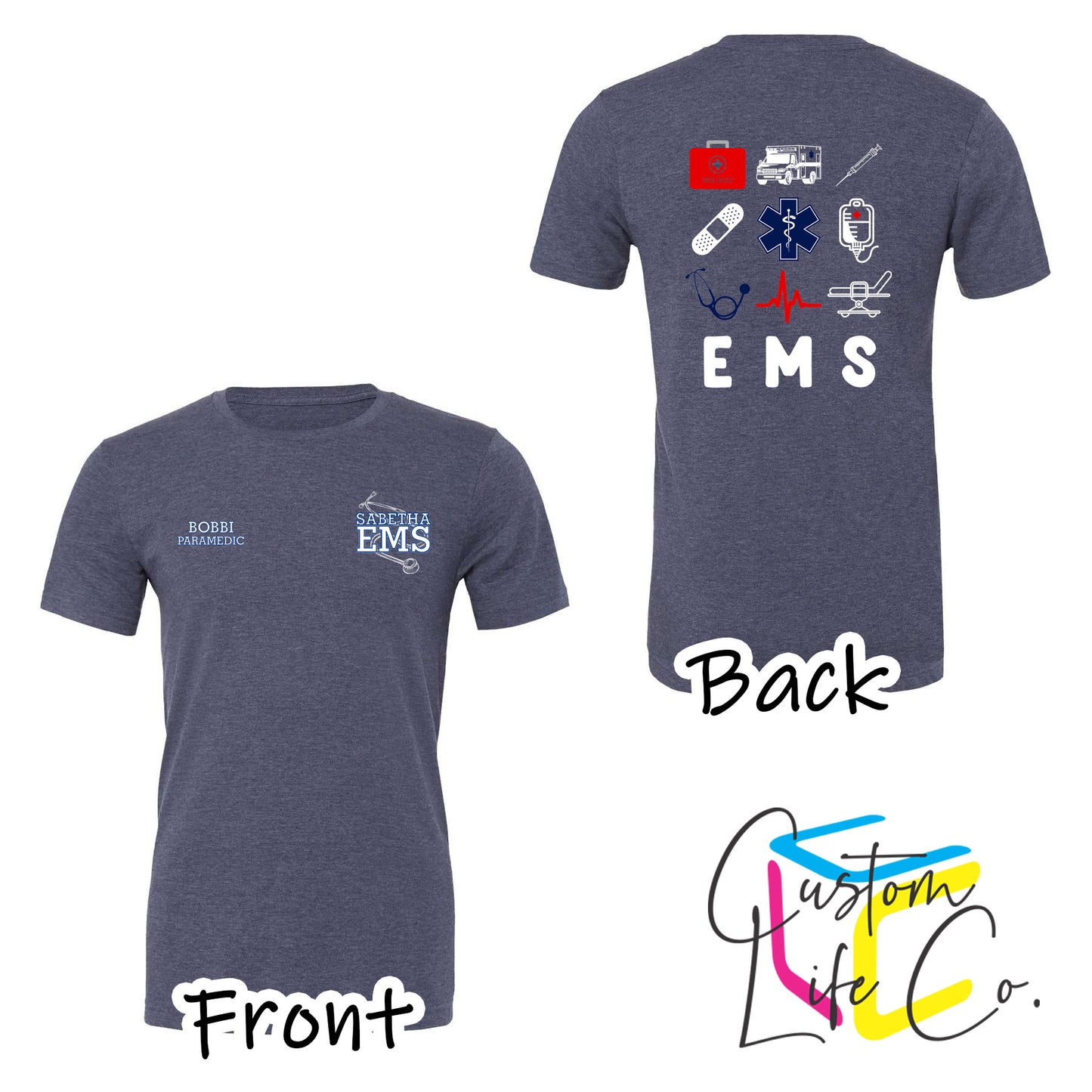 Sabetha EMS T-Shirt with EMS Collage - Bella+Canvas
