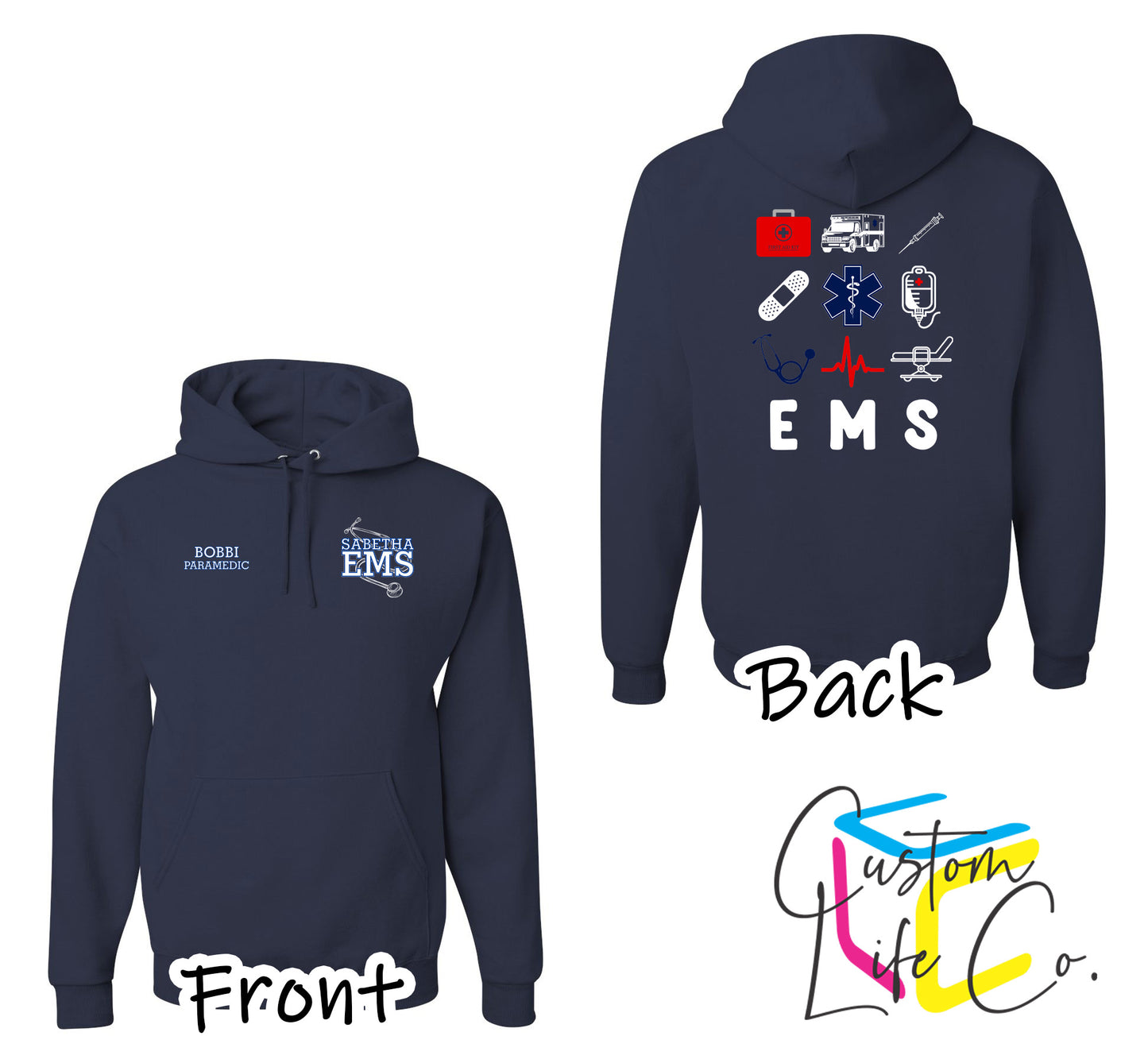 Sabetha EMS Hoodie with EMS Collage - Jerzees