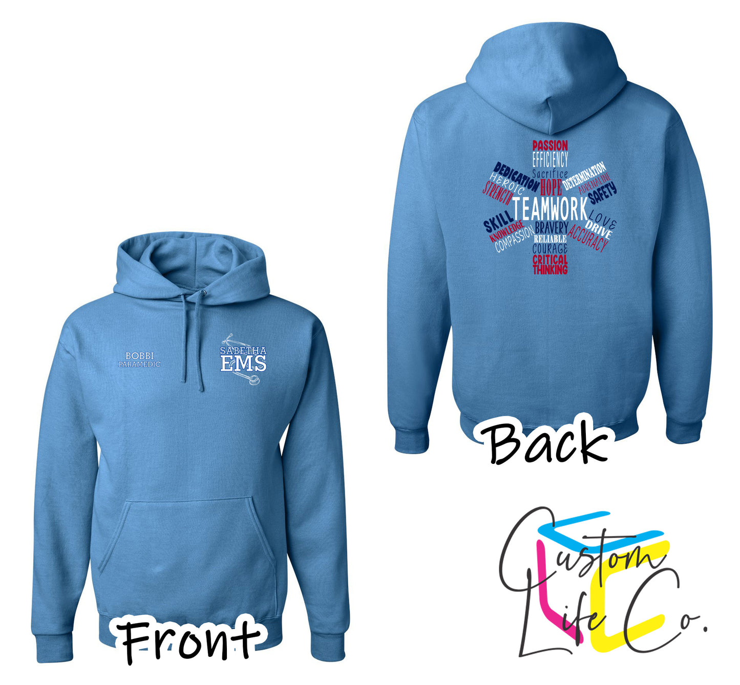 Sabetha EMS Hoodie with Star of Life - Jerzees