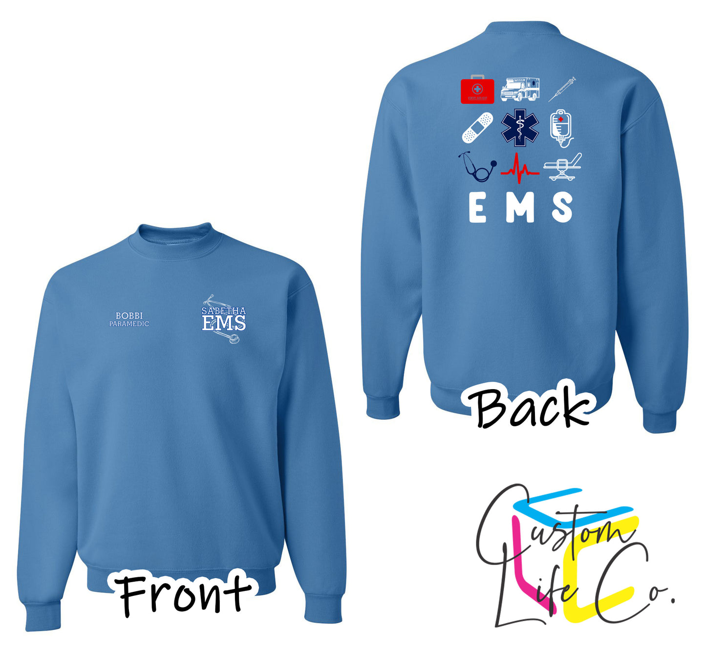 Sabetha EMS Crewneck with EMS Collage - Jerzees