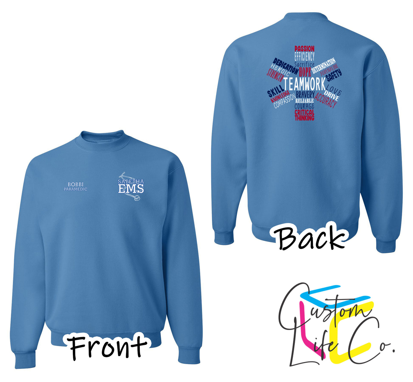 Sabetha EMS Crewneck with Star of Life - Jerzees