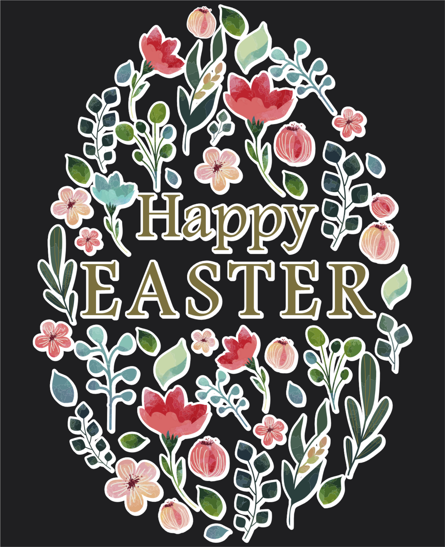 Happy Easter Egg Green Floral