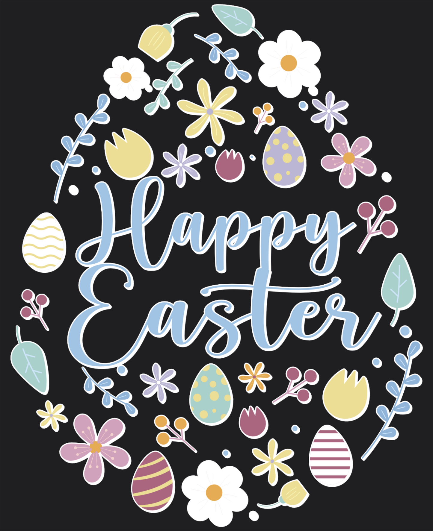 Happy Easter Egg Blue Floral