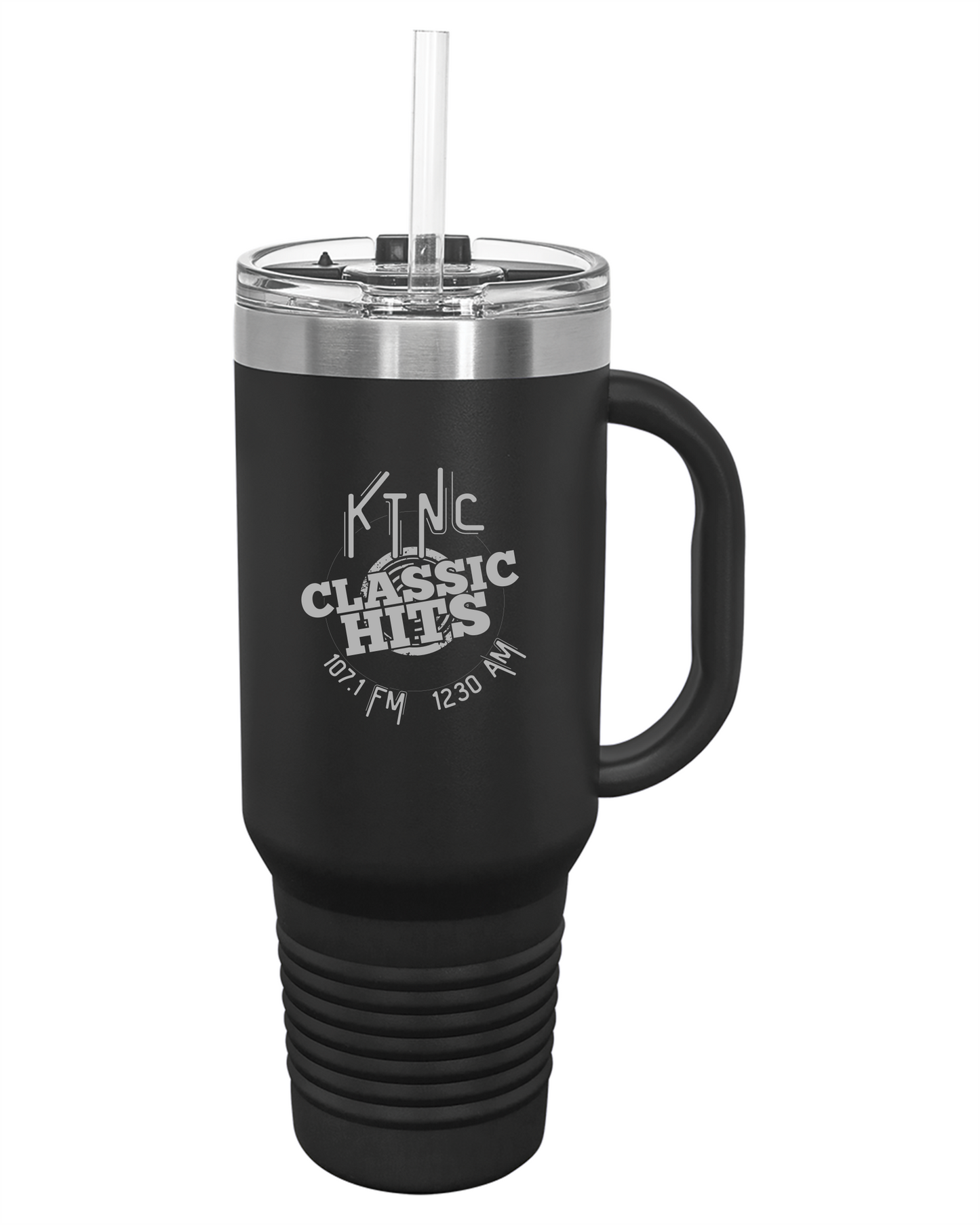 107.1 FM & 1230 AM Engraved Drinkware
