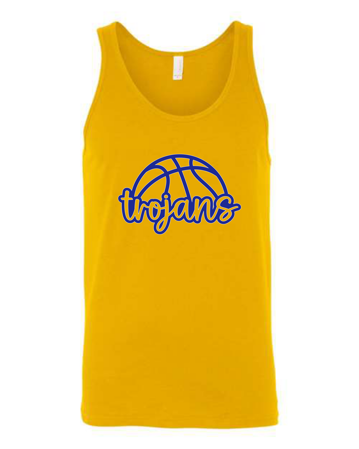 Trojans Basketball Script Tank Tops