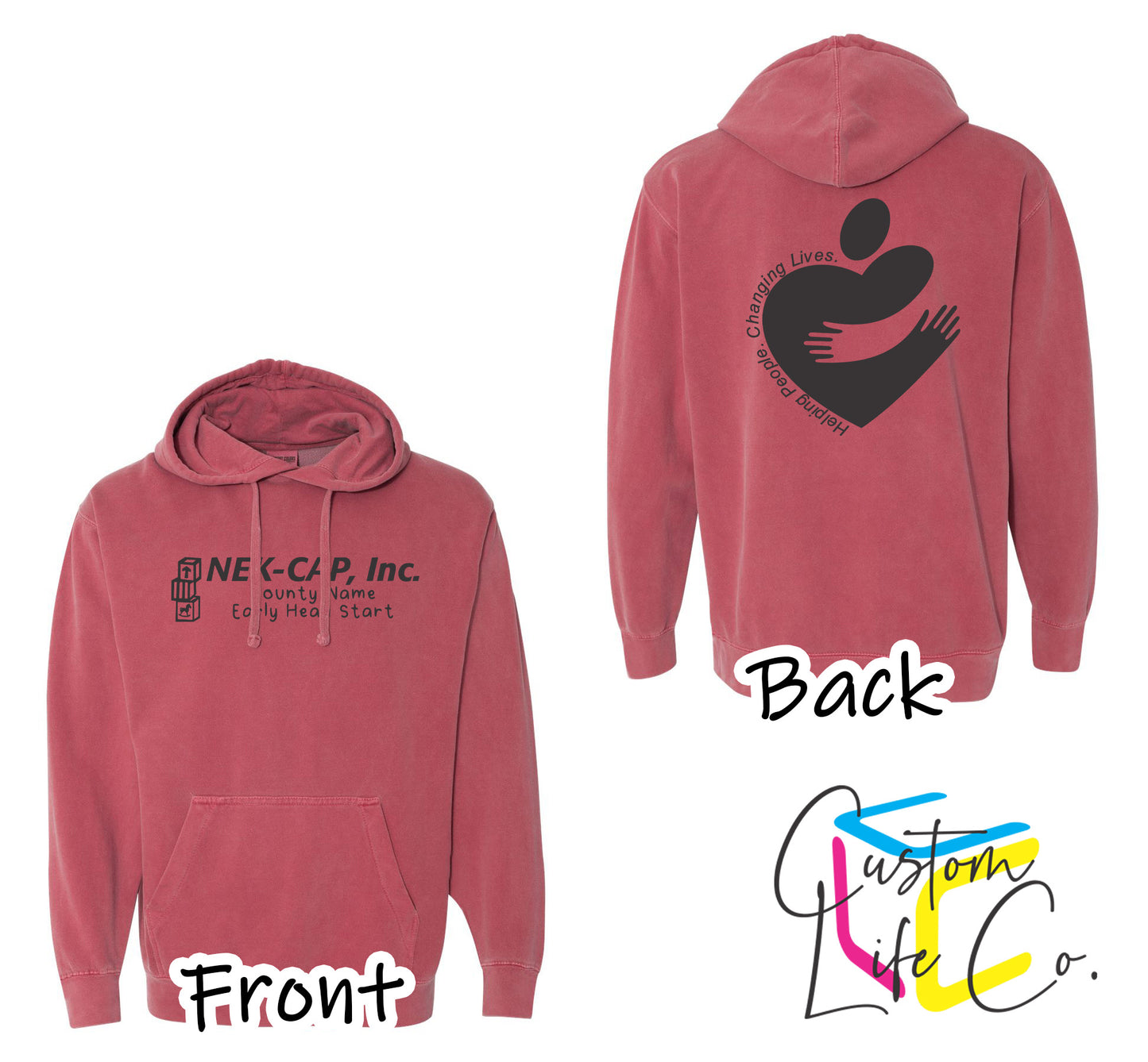 Early Head Start with Heart Crimson Hoodie