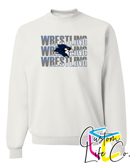 Bluejays Wrestling Repeating Adult Crewneck