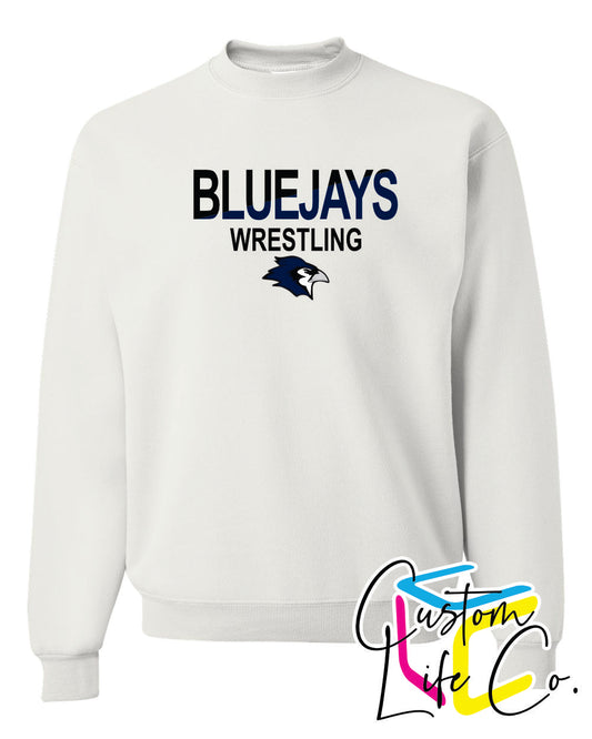 Bluejays Wrestling Two Toned Adult Crewneck