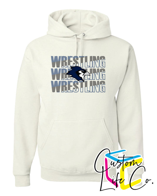 Bluejays Wrestling Repeating Adult Hoodie