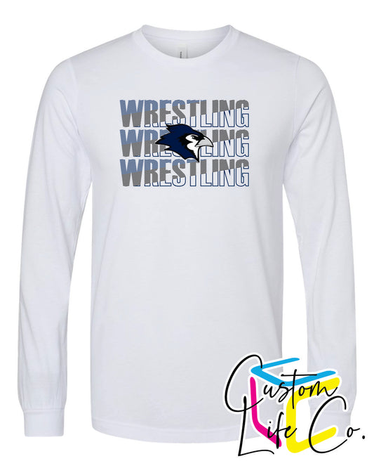 Bluejays Wrestling Repeating Adult Long Sleeve