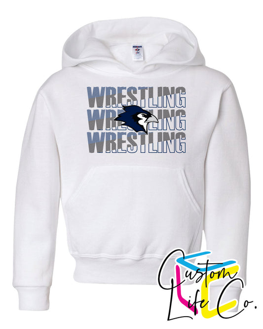 Bluejays Wrestling Repeating Youth Hoodie