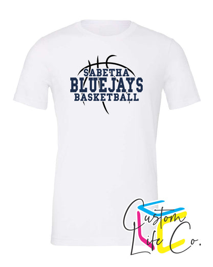 Sabetha Bluejays with Basketball Adult T-Shirt