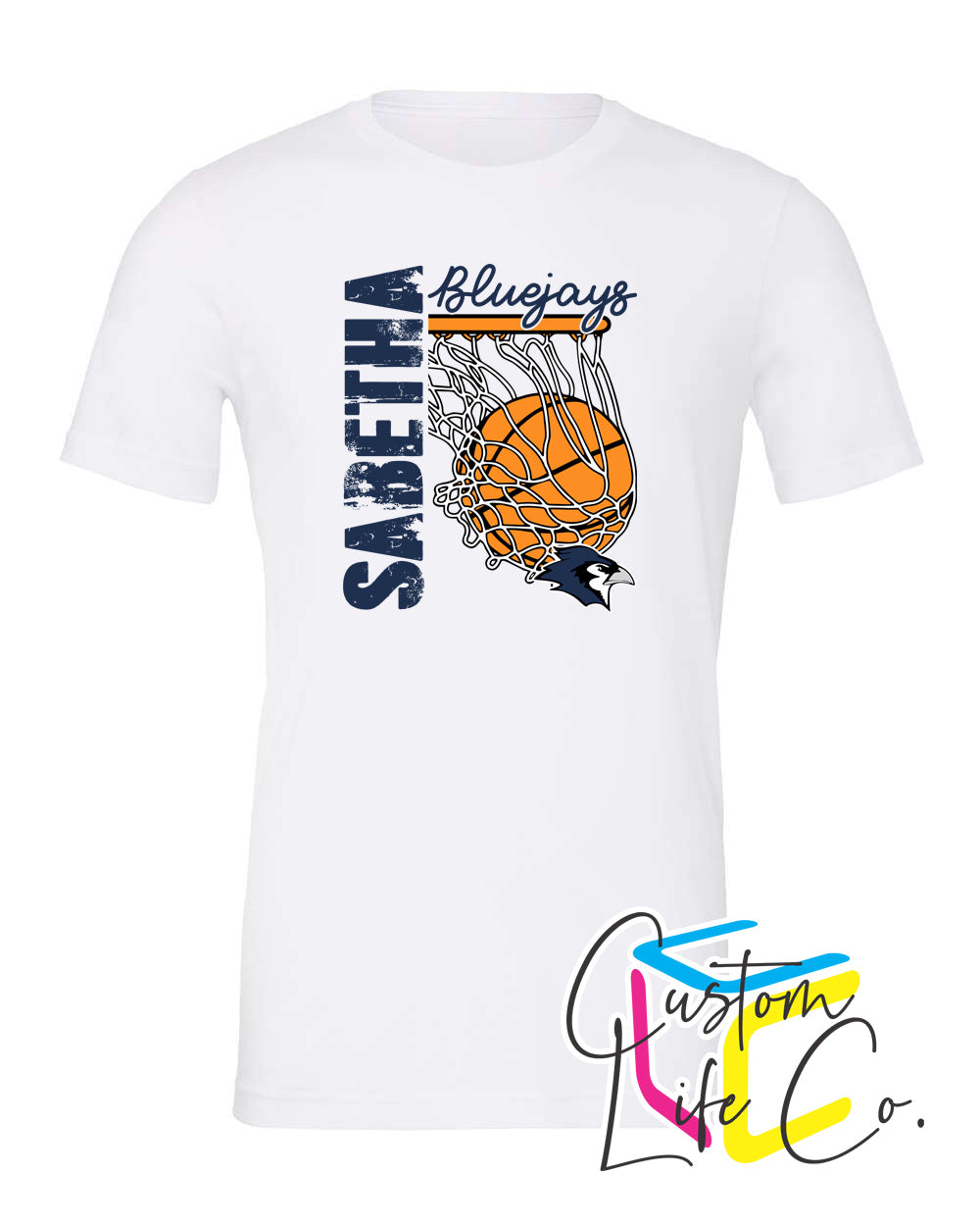 Sabetha Bluejays with Hoop Adult T-Shirt