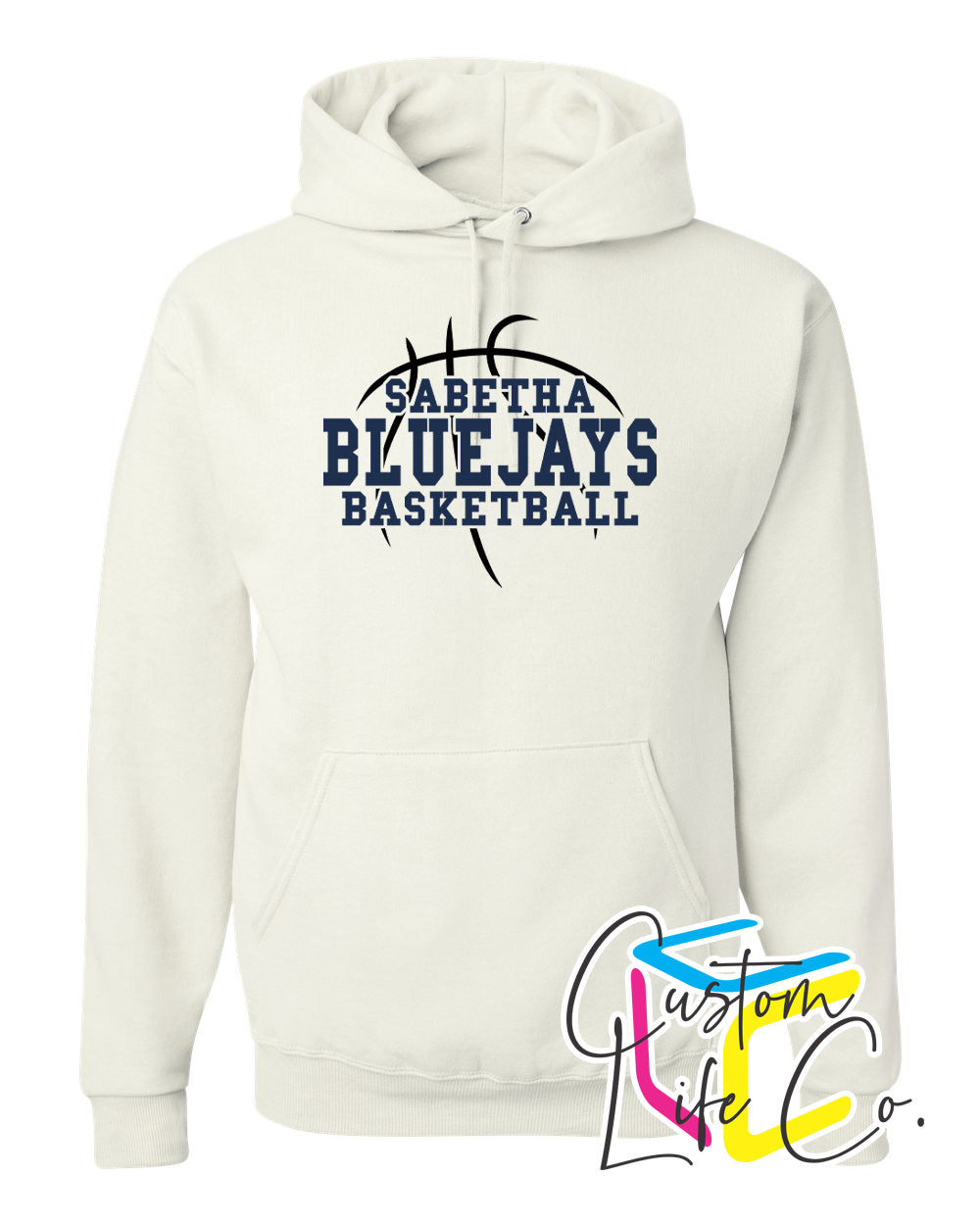 Sabetha Bluejays with Basketball Adult Hoodie