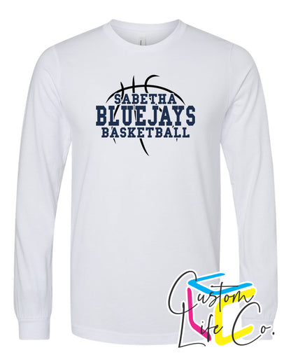 Sabetha Bluejays with Basketball Adult Long Sleeve Shirt