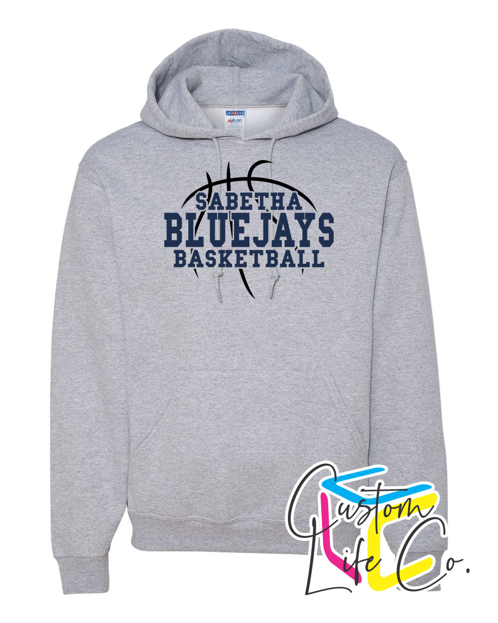 Sabetha Bluejays with Basketball Adult Hoodie