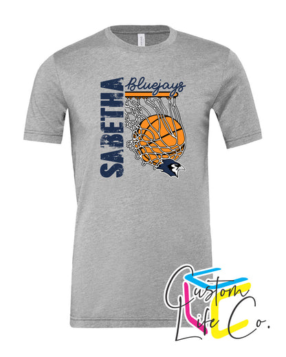 Sabetha Bluejays with Hoop Adult T-Shirt