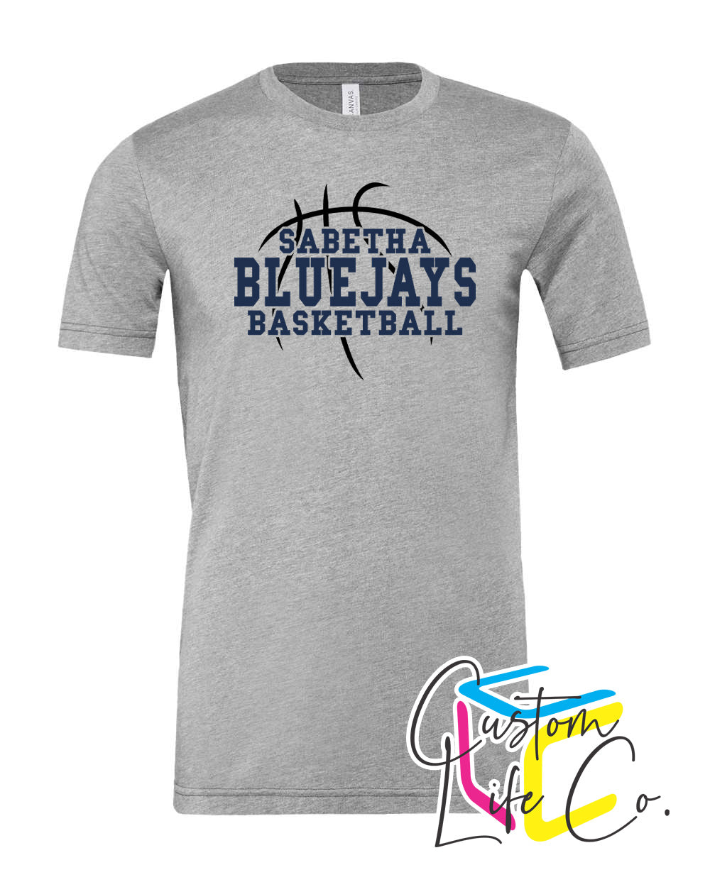 Sabetha Bluejays with Basketball Adult T-Shirt