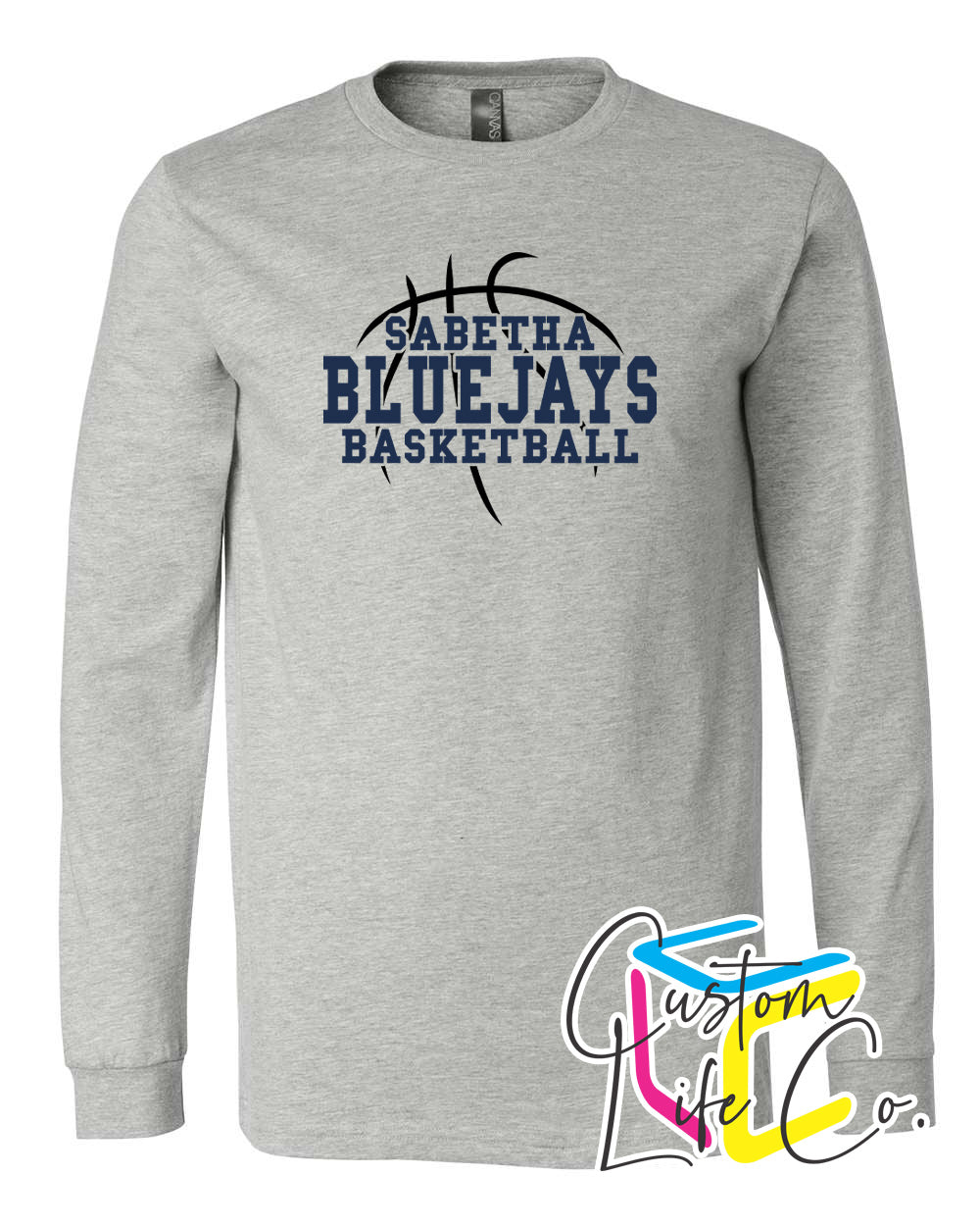 Sabetha Bluejays with Basketball Adult Long Sleeve Shirt