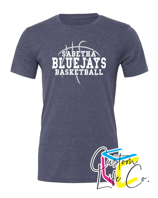 Sabetha Bluejays with Basketball Adult T-Shirt