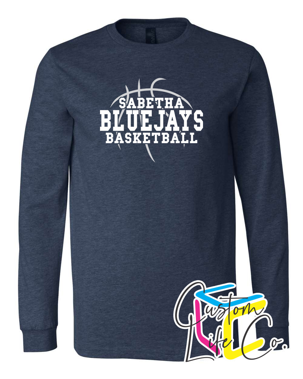 Sabetha Bluejays with Basketball Adult Long Sleeve Shirt