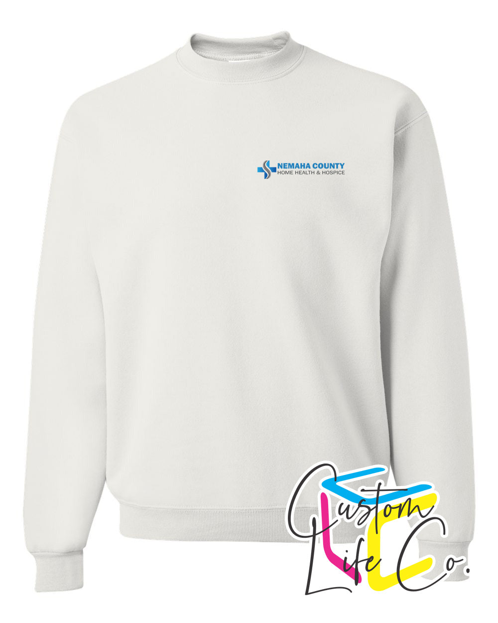 Home Health & Hospice Fleece Crewneck Pocket Logo