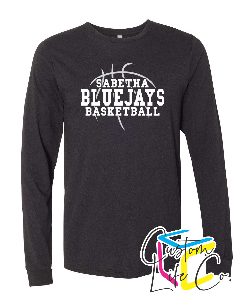 Sabetha Bluejays with Basketball Adult Long Sleeve Shirt