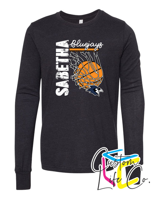 Sabetha Bluejays with Hoop Youth Long Sleeve Shirt