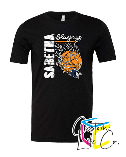 Sabetha Bluejays with Hoop Adult T-Shirt