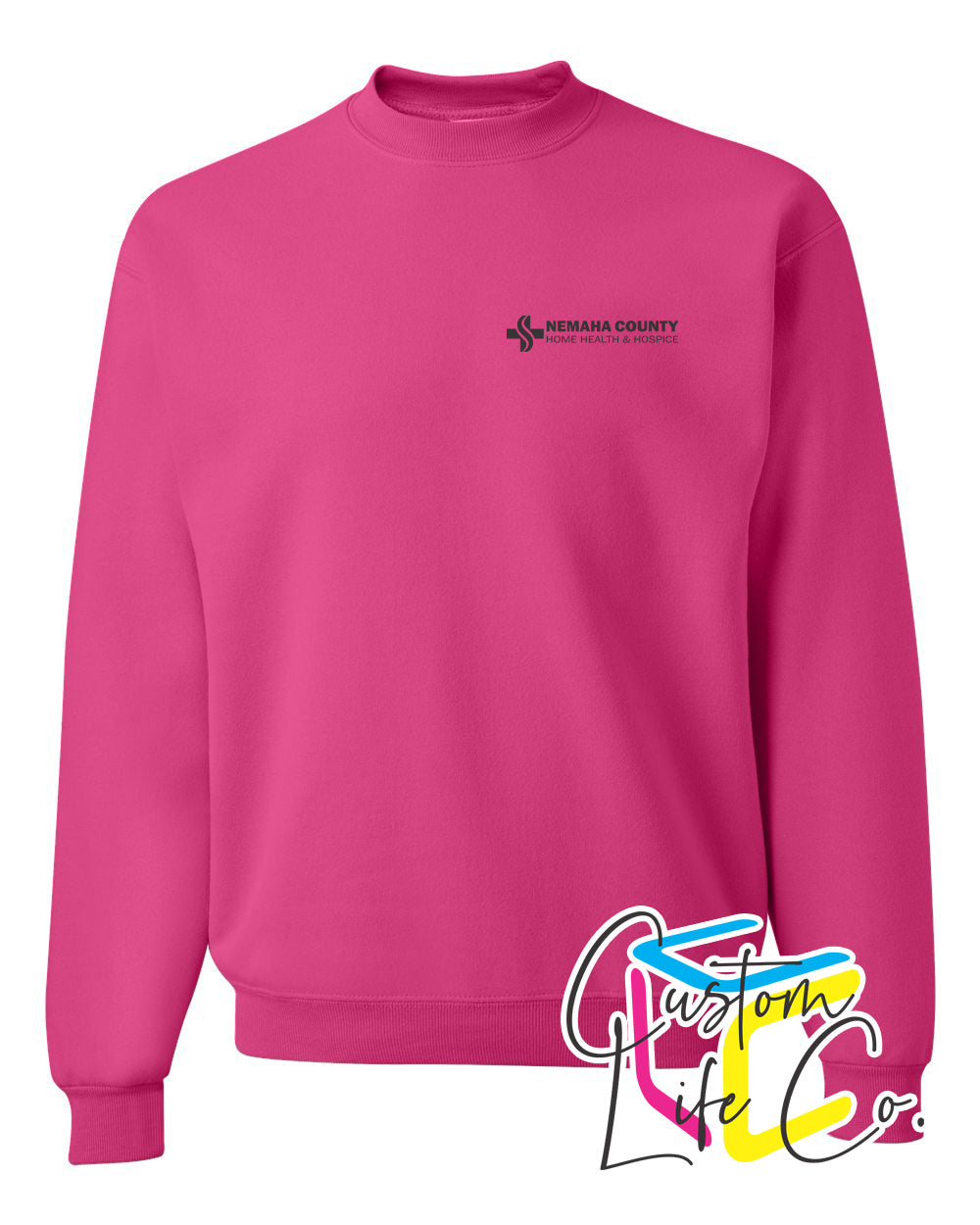 Home Health & Hospice Fleece Crewneck Pocket Logo