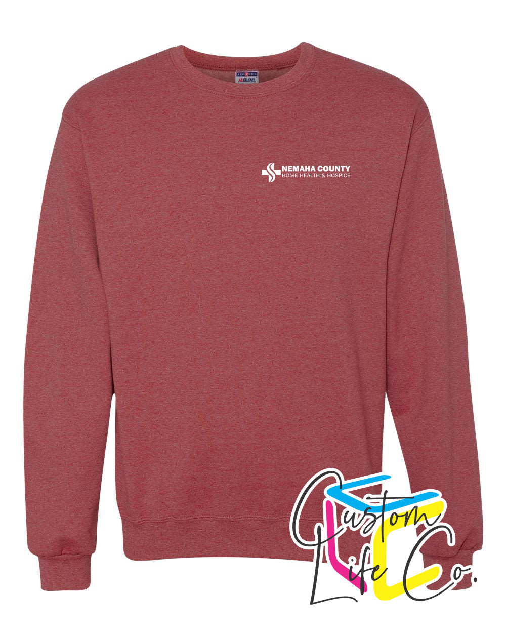 Home Health & Hospice Fleece Crewneck Pocket Logo