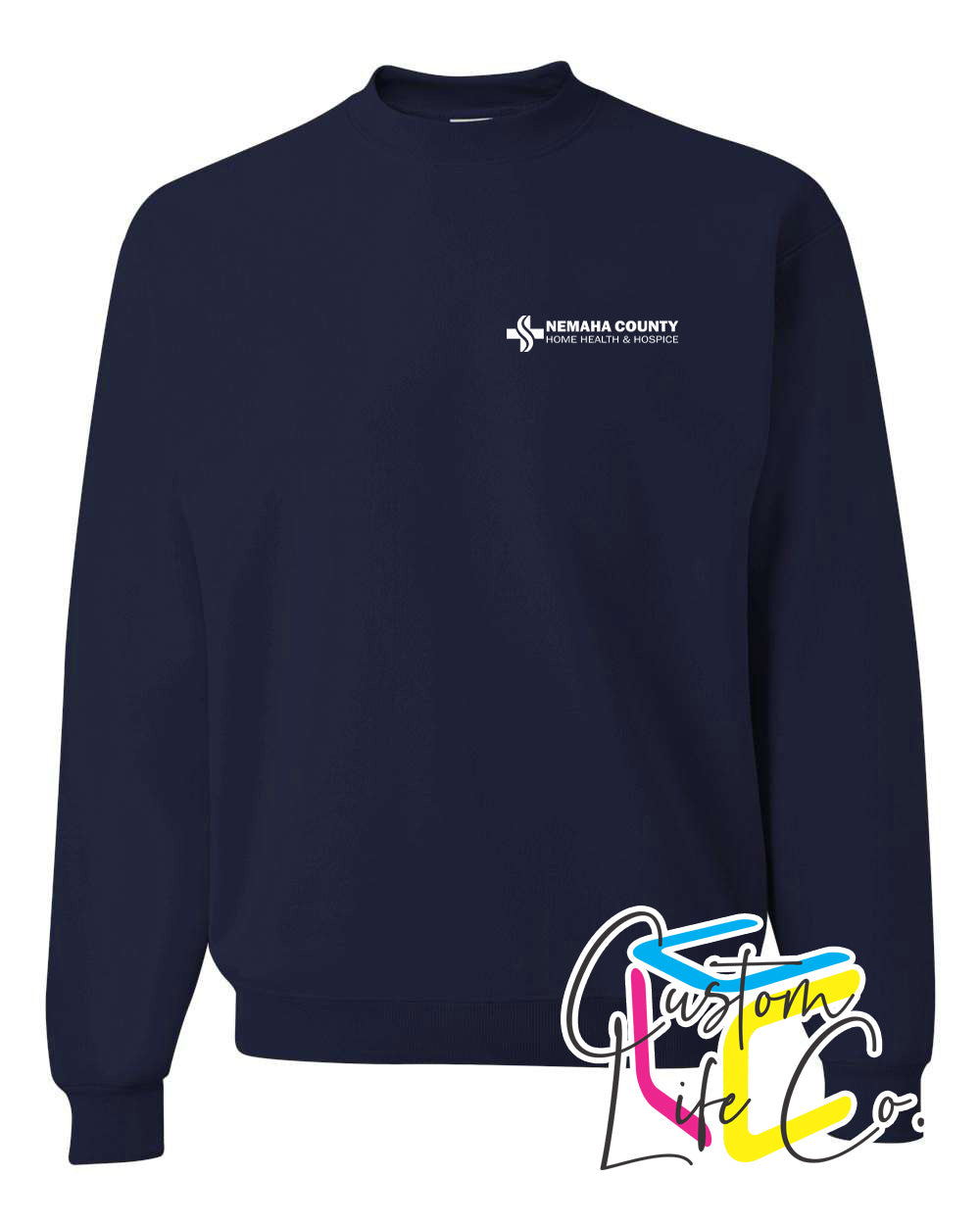 Home Health & Hospice Fleece Crewneck Pocket Logo