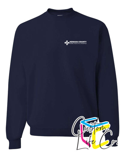 Home Health & Hospice Fleece Crewneck Pocket Logo