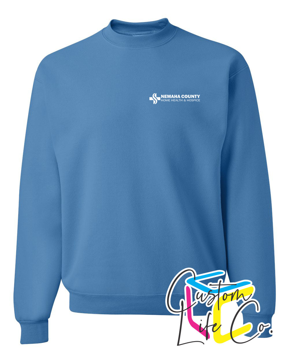 Home Health & Hospice Fleece Crewneck Pocket Logo