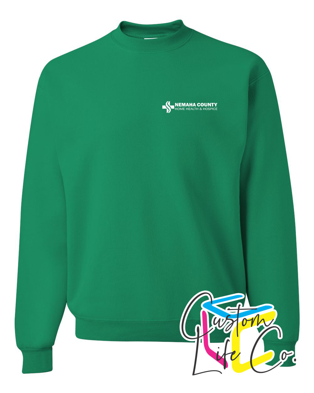 Home Health & Hospice Fleece Crewneck Pocket Logo