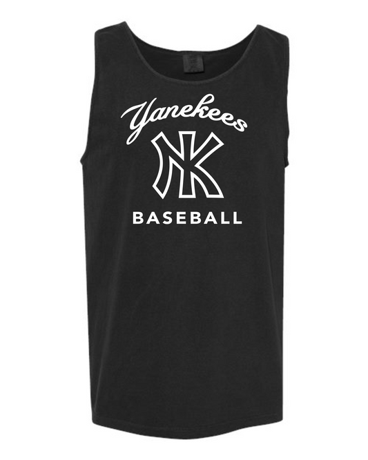 YaNEKee Baseball Script Curved Tank Tops