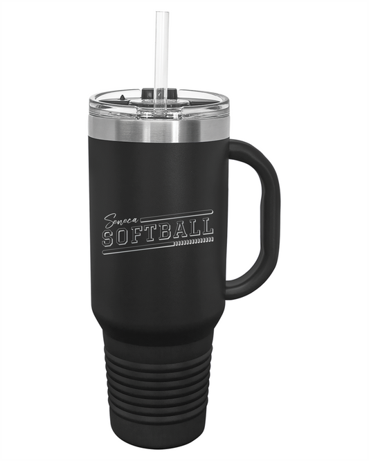 Seneca Softball Angle Engraved Drinkware