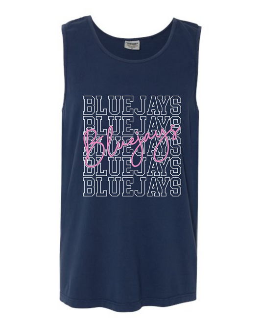 Bluejays Pink Script Tank Tops