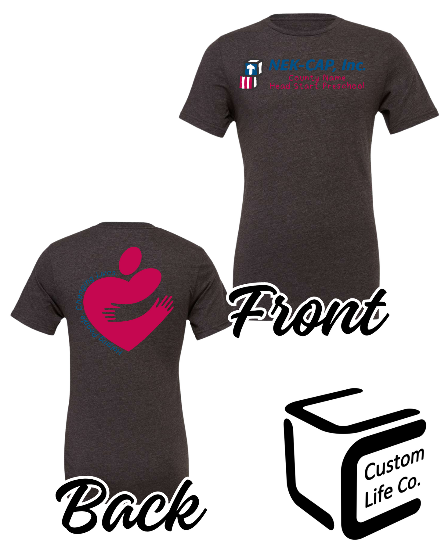 Nemaha Co. Head Start Preschool with Heart Adult T-Shirt