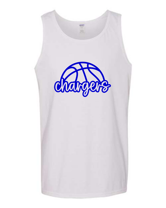 Chargers Basketball Script Tank Tops