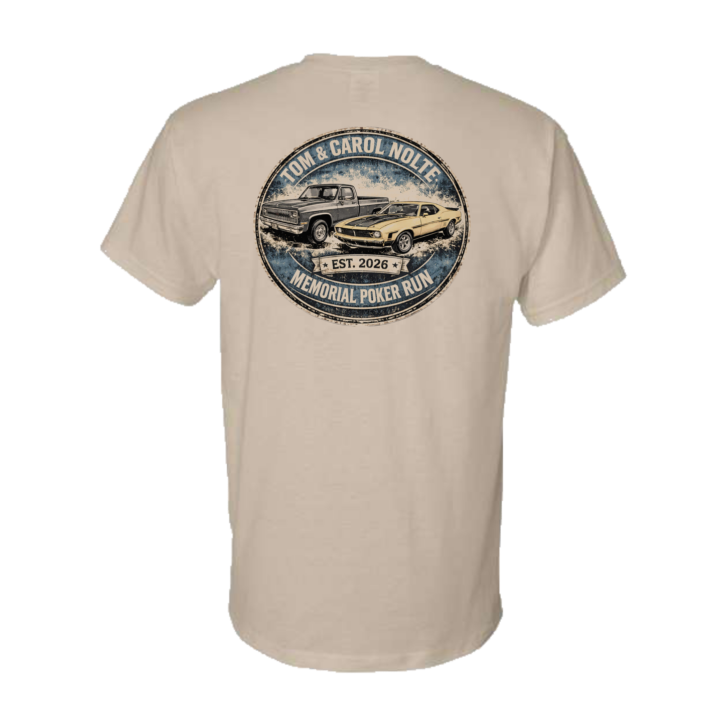 Tom & Carol Nolte Memorial Poker Run T-Shirt (sand)