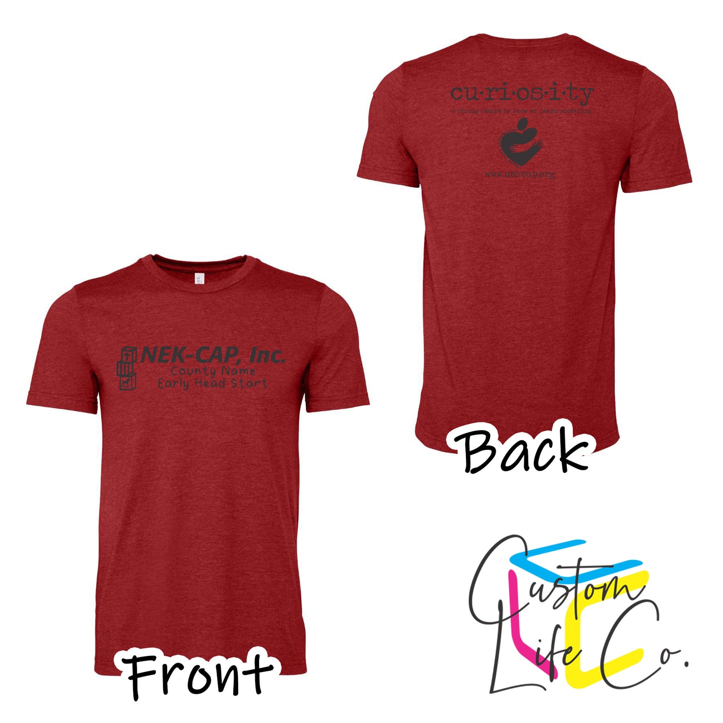 Curiosity Early Head Start Heather Canvas Red T-Shirt With County