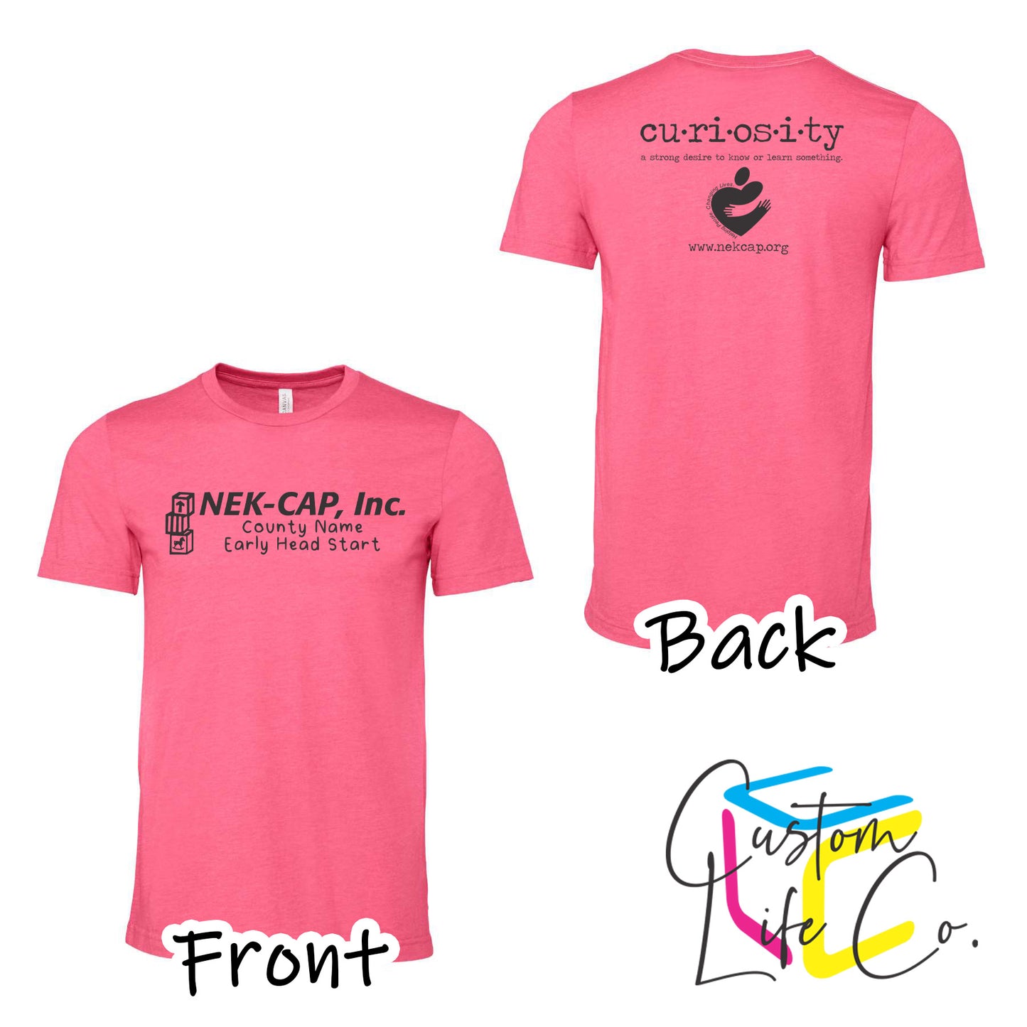 Curiosity Early Head Start Heather Charity Pink T-Shirt With County