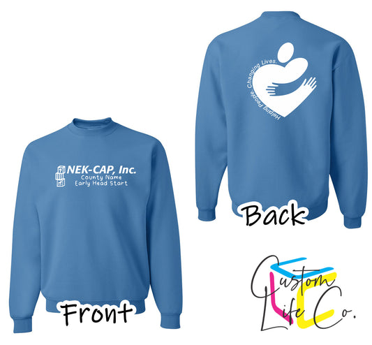 Early Head Start with Heart Columbia Blue Crewneck