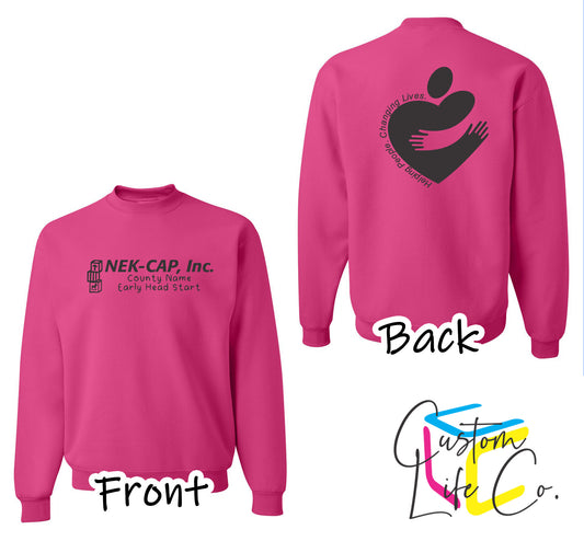 Early Head Start with Heart Cyber Pink Crewneck