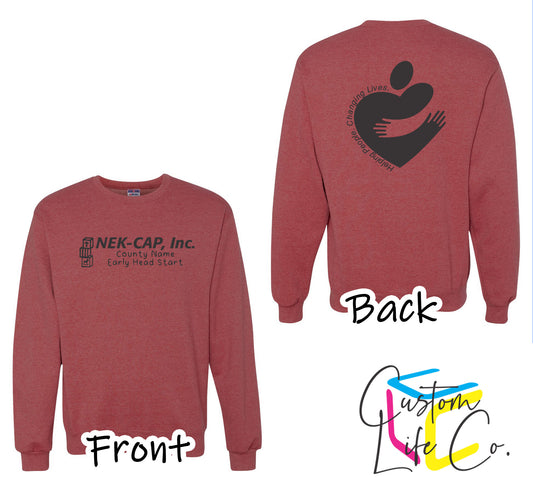 Early Head Start with Heart Vintage Heather Red Crewneck
